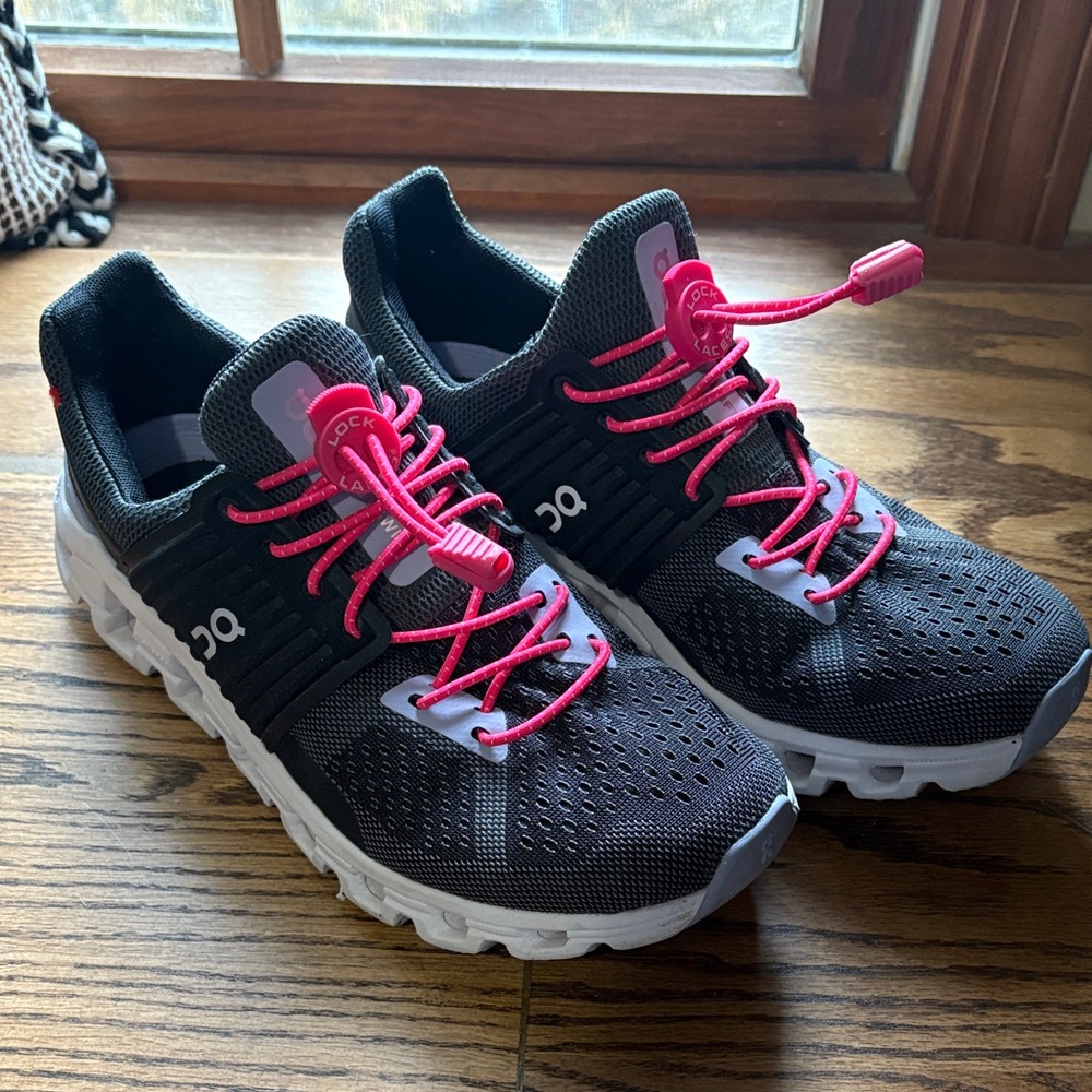 On Running Women's Shoes Black with Pink Accents